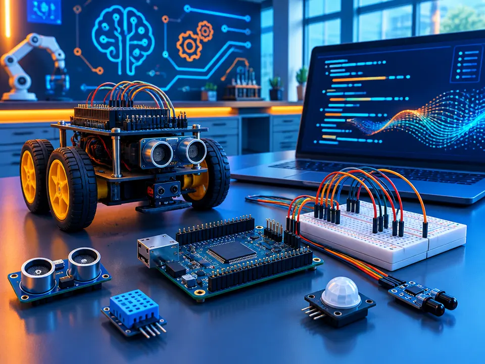 Composición conceptual de robótica, electrónica y programación con microcontroladores